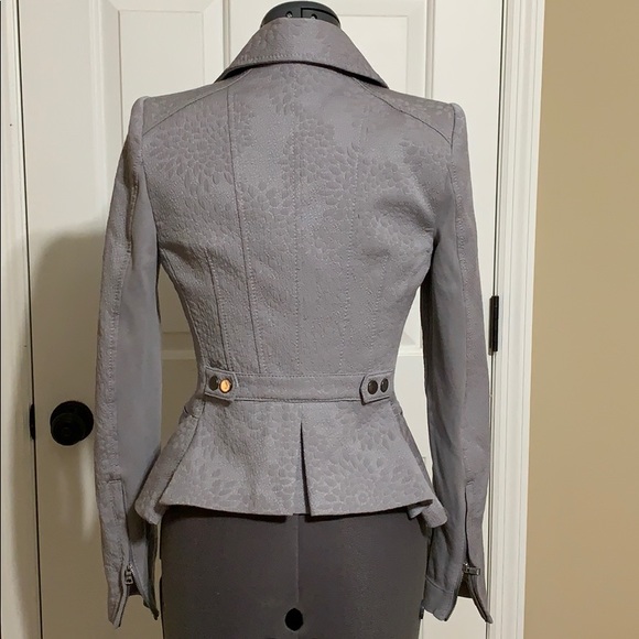 BCBG Peplum Jacquard Jacket Grey XS - Picture 2 of 5